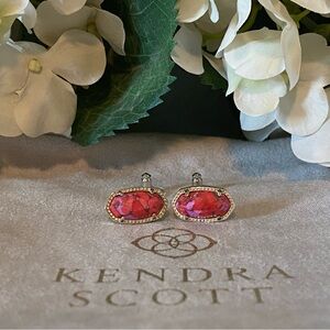 Kendra Scott Ellie Stud Earrings - Gold & Bronze Red Magenta Magnesite